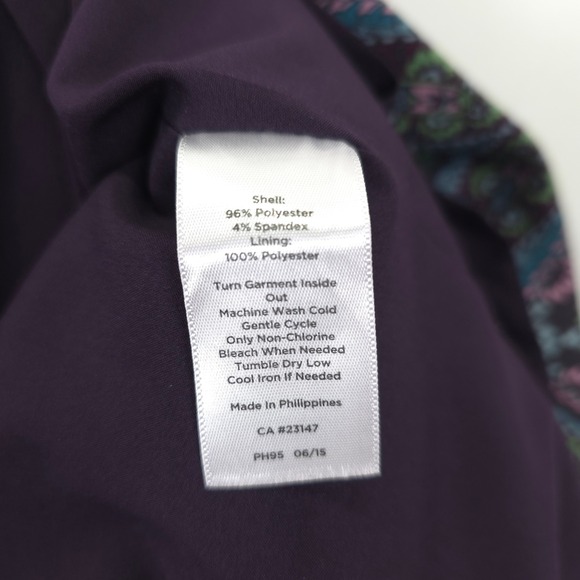 Talbots Petites 6P Paisley Pencil Skirt Multicolor Purple Teal Lined Stretch - Picture 8 of 8